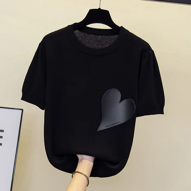 Spring Summer New Fashion Cashmere Sweater Women Knitted Short Sleeve Pullover Women Sweter Loose O-Neck Korean Version Tops 2