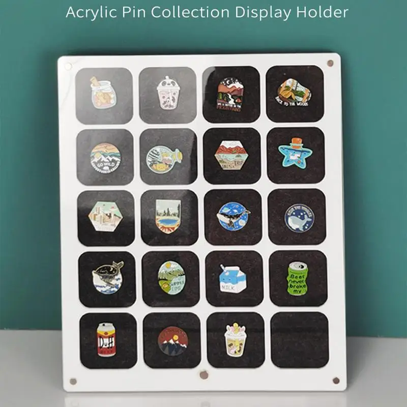 Pin Collection Display 20 Girds Dustproof Acrylic Display Case