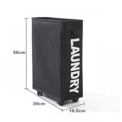 Wheeled Large Capacity Foldable Laundry & Storage Basket (Black)