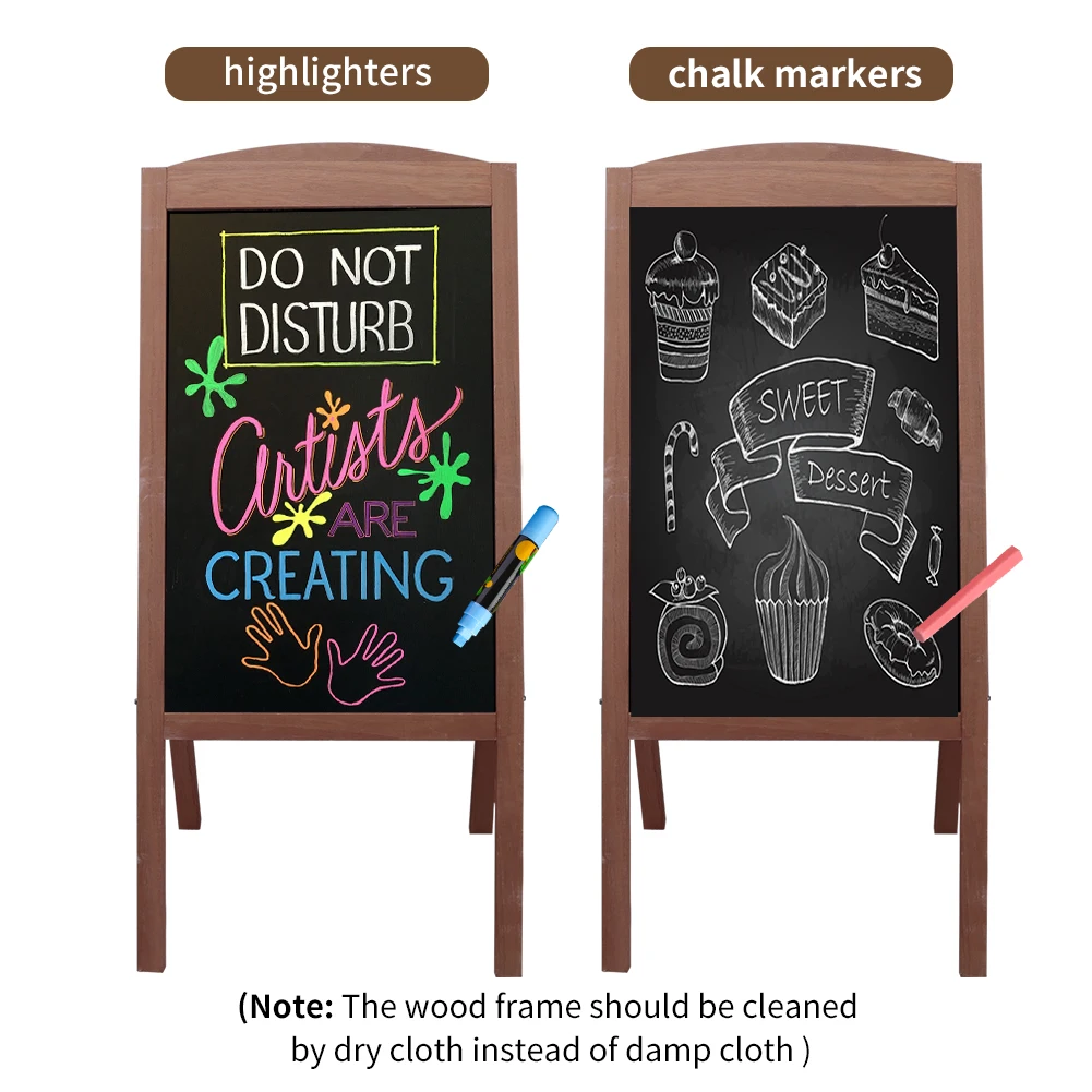 Wooden Blackboard Wooden Chalkboard Wooden A Frame Chalkboard Sign Standing Pavement Chalkboard Easel Magnetic Blackboard Display Stand Sandwich Board