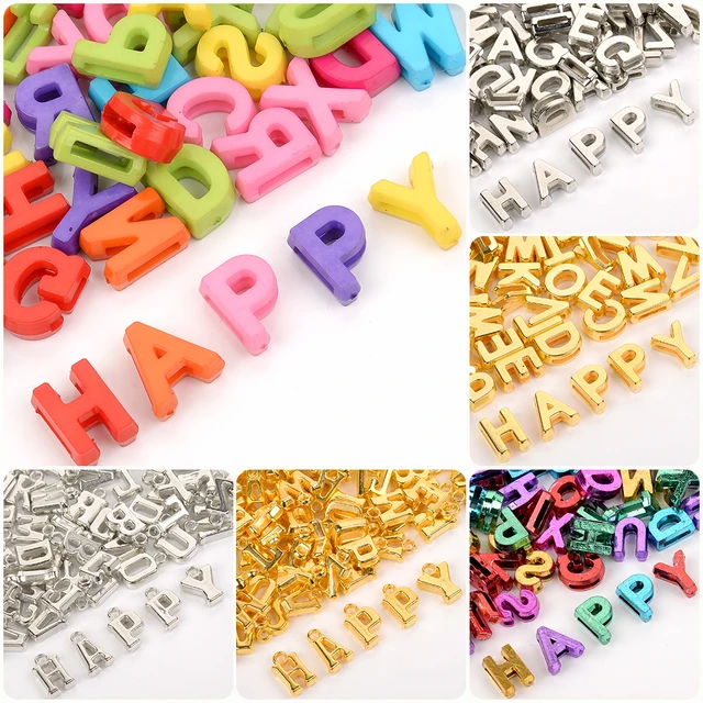 100 pcs Cuentas acrilicas de letras para pulseras manualidades