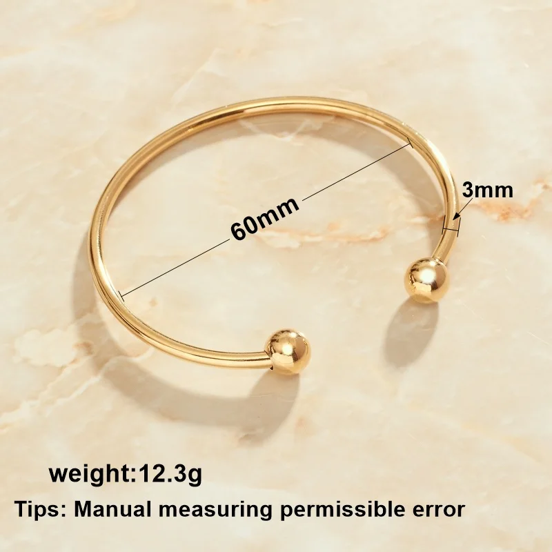 Fashion Gold/stainless_steel color charms bangle for female C-shaped open steel ball Wedding Bracelet