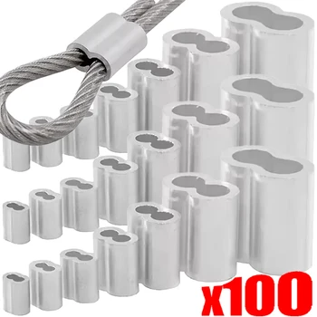 10-100Pcs Double Hole Cable Crimp Sleeve 8-Shape Aluminum Buckle Clamps for M1.5-M4 Steel Wire Rope Fixed Hardware Accessories