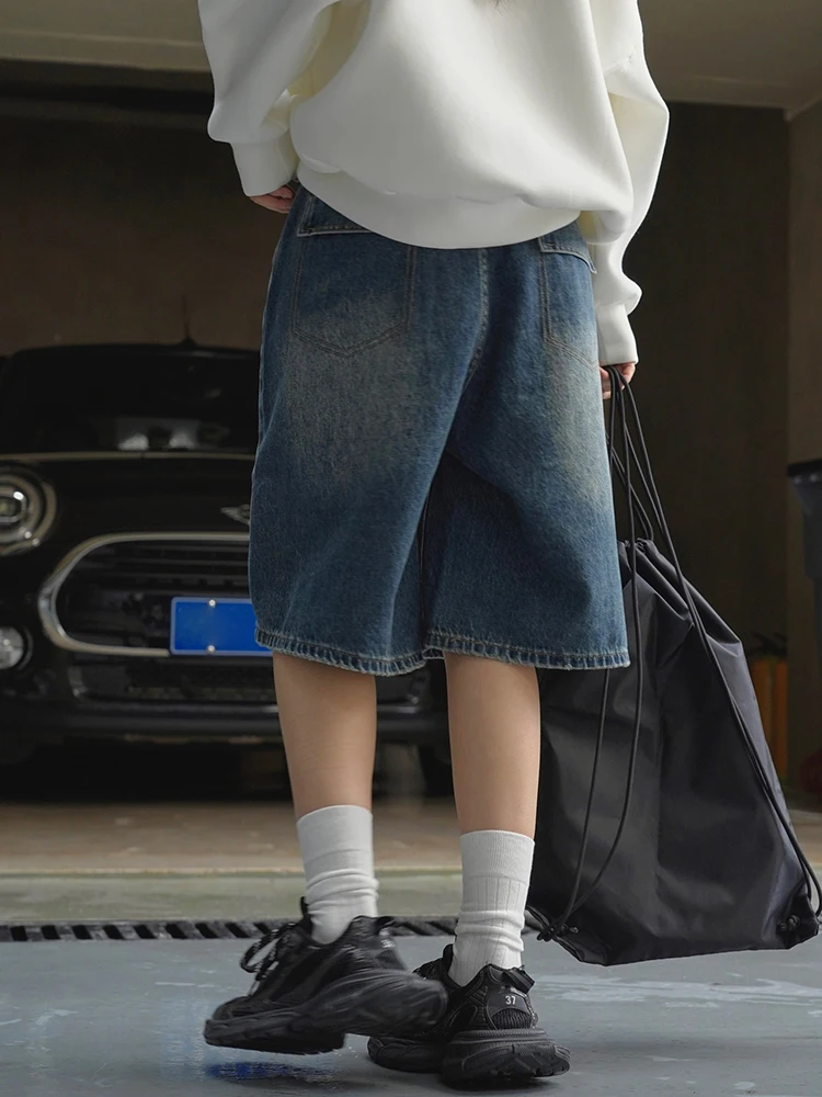 [LANMREM] High Waist Washed Denim Shorts For Women Straight Loose Streetwear Tide Pants Fashion Female 2024 Summer New 26D8764