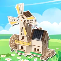 Maisons de moulin à vent solaire, modèles d'assemblage artisanaux pour enfants, puzzles en bois 3D, expériences scientifiques éducatives 6