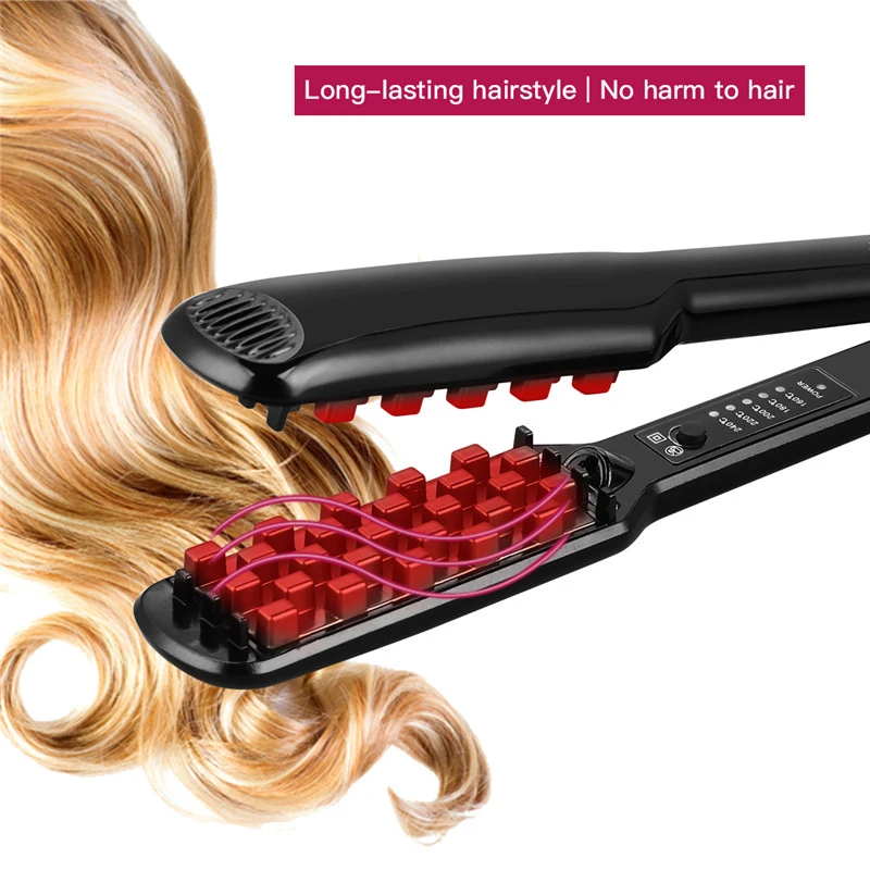 Professional Fluffy Corn Perm Volumizing Hair Iron Straightener Comb