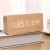 Digital Alarm Clock, Wooden LED Display, 3 Alarm Settings with Temperature Display, Bedroom, Office, Travel Desk Decoration 1