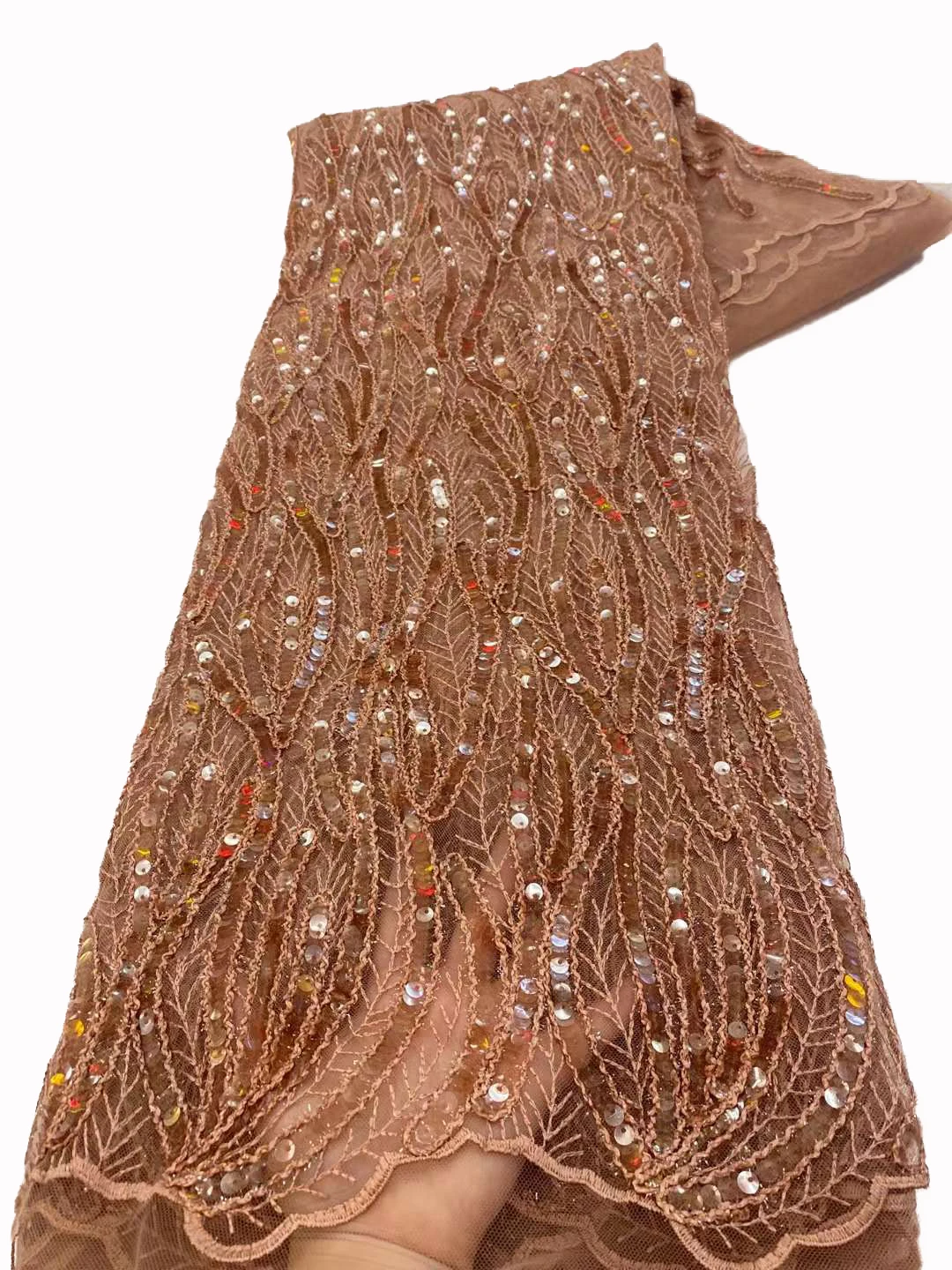 

2023 French tulle lace rope embroidered sequin fabric, African luxury stage costume dress DIY sewing fabric / 5Yards