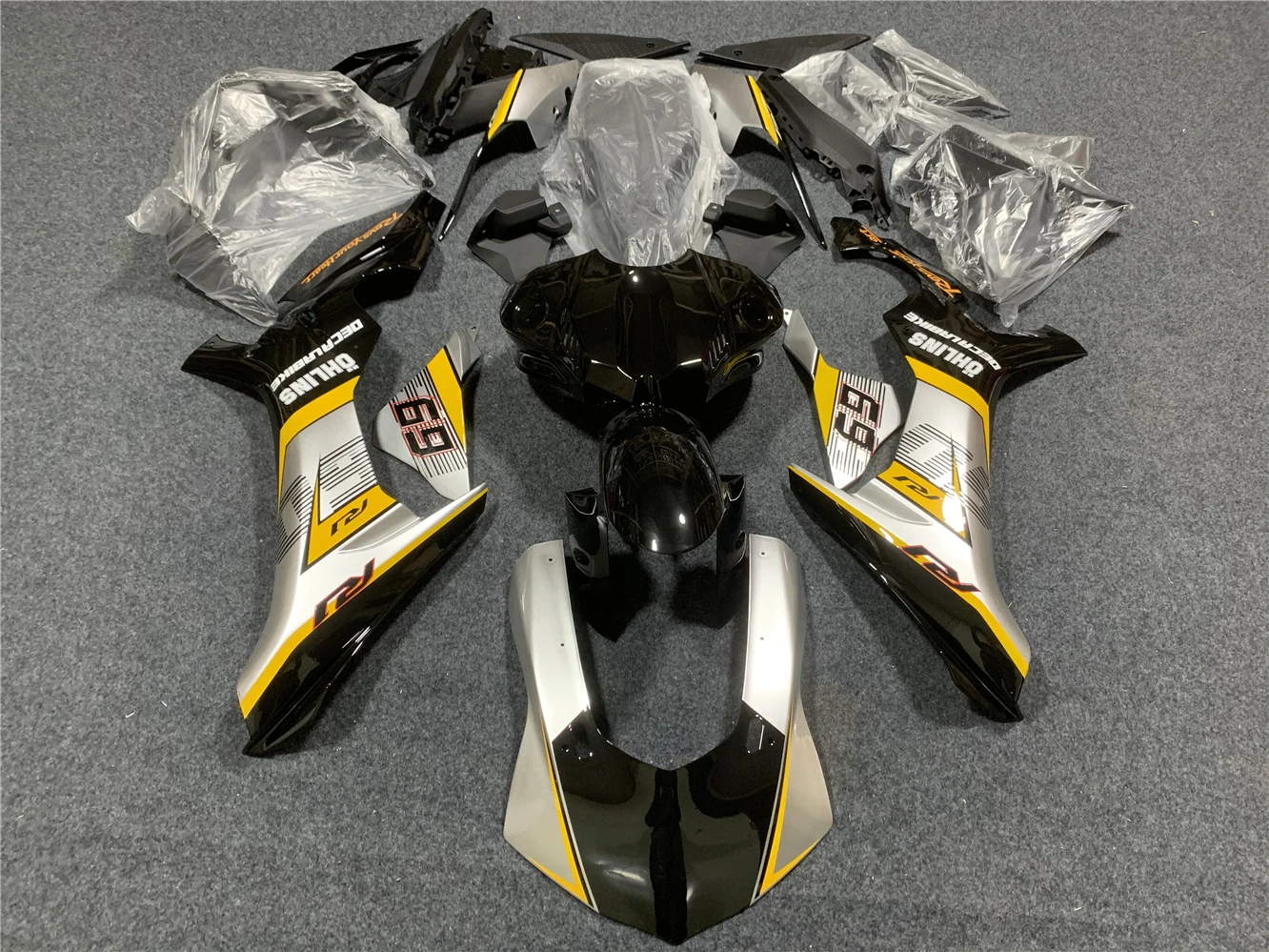 

Motorcycle Fairing Kit Fits Yamaha R1 15-19 Years YZF1000 2015 2016 2017 2018 2019 Fairing Silver yellow Black