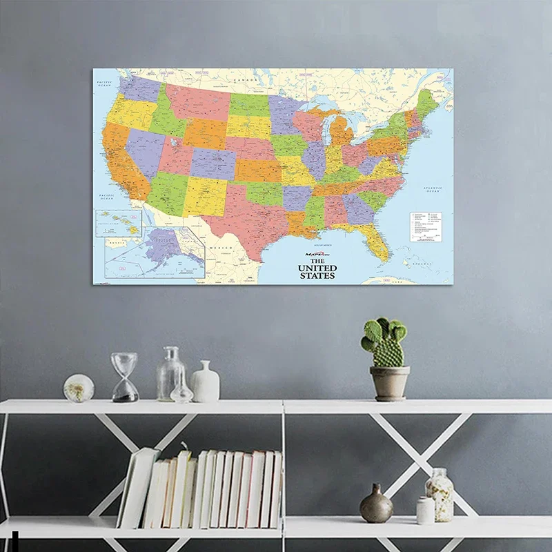 150*90cm Detailed Map Posters and Prints Study/Living Class Room Wall Art Pictures Non-woven Canvas Paintings Home Decoration
