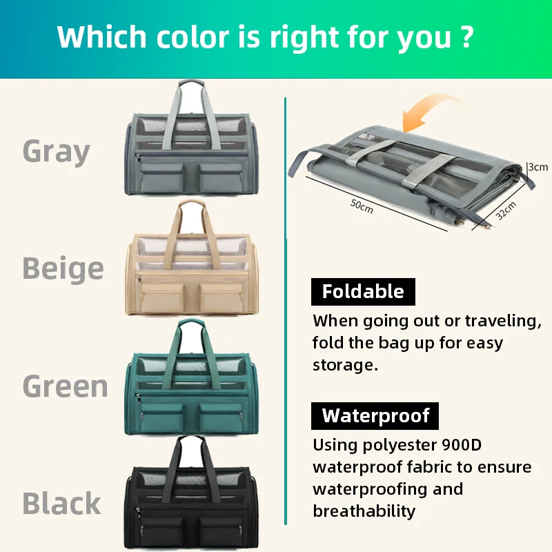 Breathable Cat Carrier Bag Large Space Travel Bag for Cat Pet transporter and Conveyor Pet Moving Handbag Foldable Waterproof