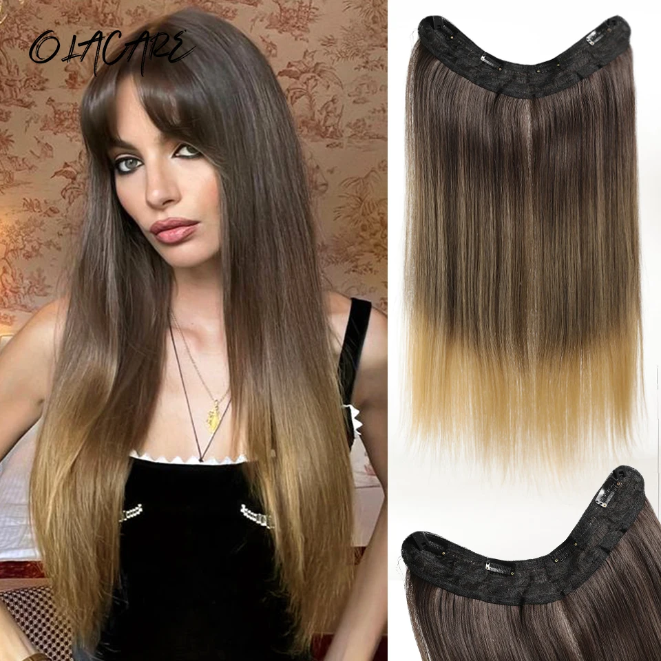 Curly Wavy Omber Brown Blonde Synthetic Hair Extensions