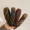 Retro French Tweed Sponge Headband Women Plaid Autumn Winter Face-washing All-match Simple Outfit Headband Girl Accessories