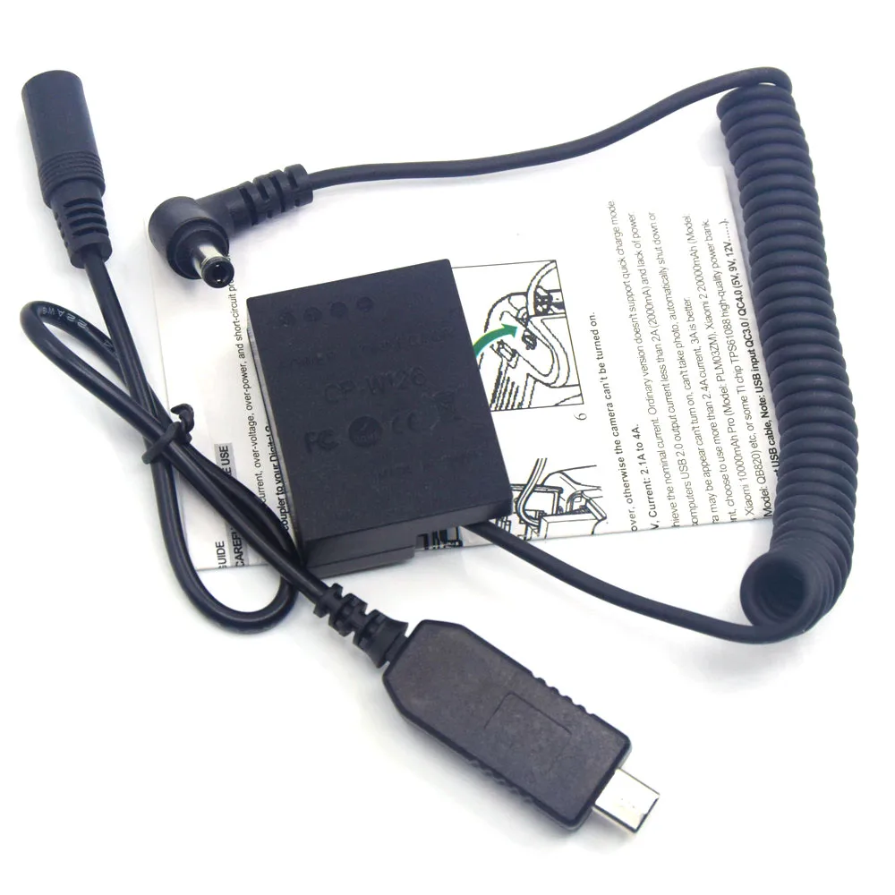 

USB C PD Cable with Display 9V+ NP W126 Dummy Battery CPW126 DC Coupler for Fuji X-H1 M1 X-T1 T10 T2 X-T3 X-T100 X-A X-E Camera