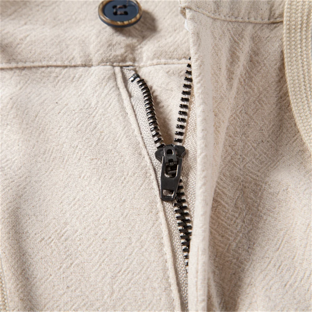 AIOPESON Pantaloni da uomo in lino casual Pantaloni da uomo in tinta unita Nuova primavera autunno Pantaloni leggeri e traspiranti di alta qualità da uomo 5