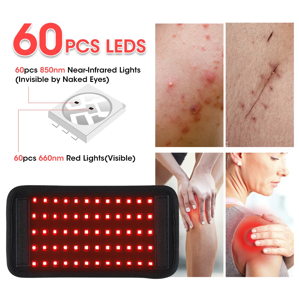 Red Infrared Light Therapy Pad LED Beauty Devices for Face and Body Back Knee Hands Feet Relief Portable 660nm 850nm Heat Pad