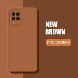 Matte Soft Silicone Case with Camera Protector - Original Back Cover - A22S 5G (Brown)