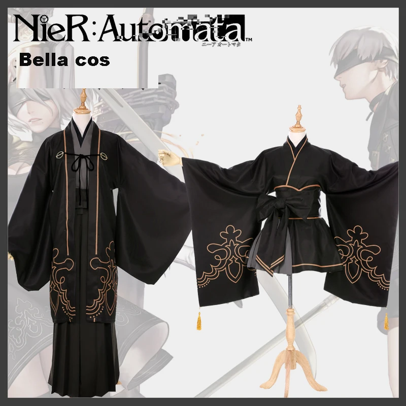 

New NieR:Automata RHa TypeA No.2 2B 9S Cosplay Costume Black Kimono Dress Carnival Halloween Dresses Anime Clothes Outfits Cos