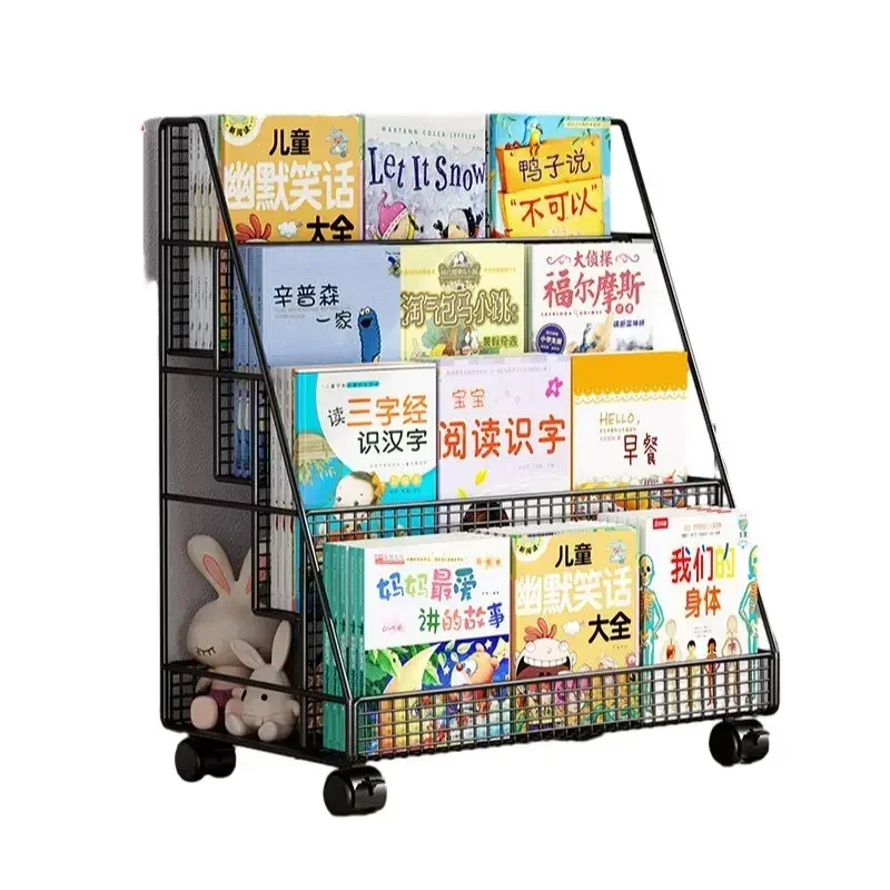 Mobile Shelf Folding Rotating Bookcase Books Motorcycle Helmet Warehouse Shelf Storage Home Decoration Book Shelves Umbrella