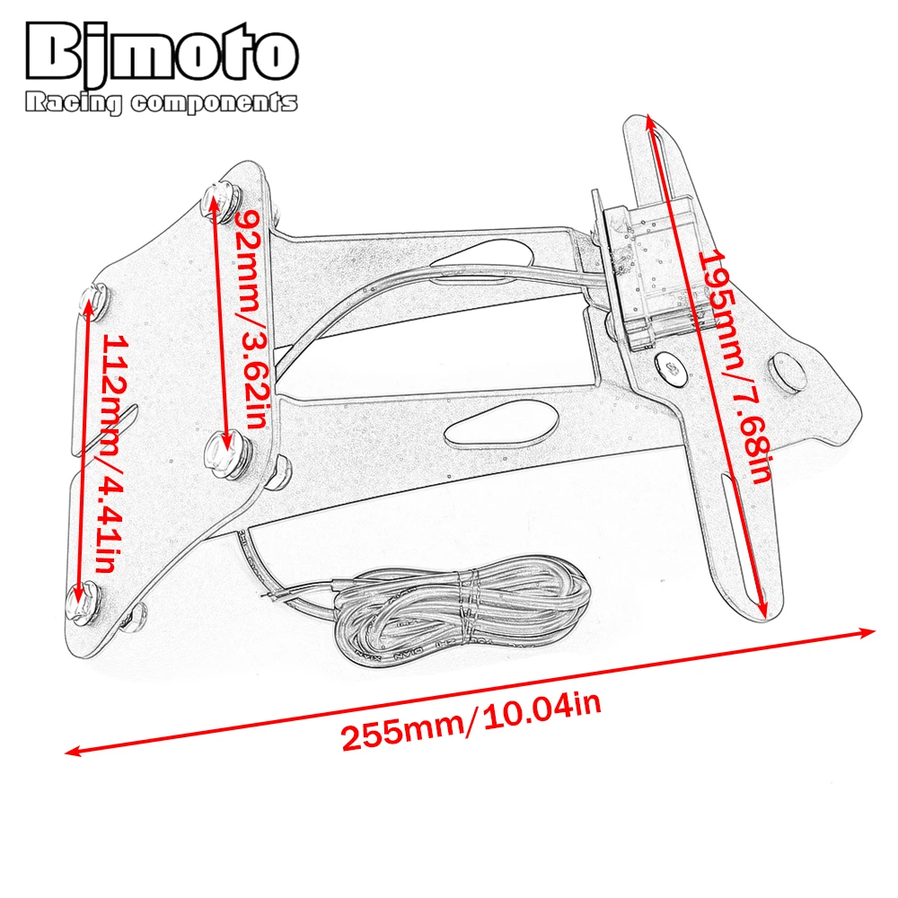 야마하 YZF-R25 YZF-R3 MT-25 MT-03 2024 2023-2019 YZFR25 MT25용 YZFR3 2025 오토바이 번호판 브래킷 (번호판 라이트 포함)