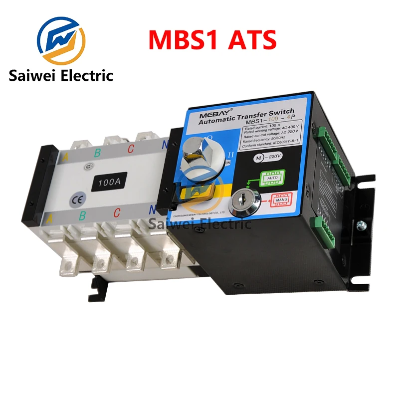 לוח בקרת מתג העברה ידני אוטומטי כפול למחולל דיזל Mebay ATS 4P 100A 160A 250A 300A