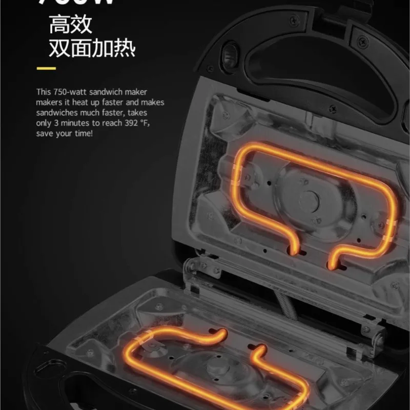 Panini 3 in 1 Household Sandwich Machine Multifunctional Waffle Cake Light Breakfast Steak Machine тостер 6