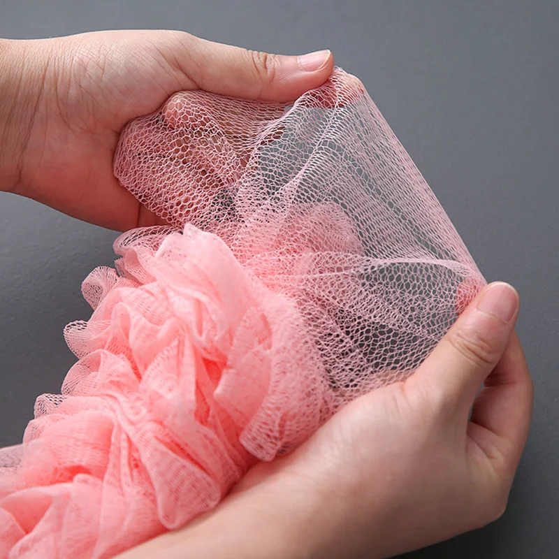 Long Handle Hanging Soft Mesh Back Body Bath Shower Scrubber Brush Sponge for Bathroom Shower Brush