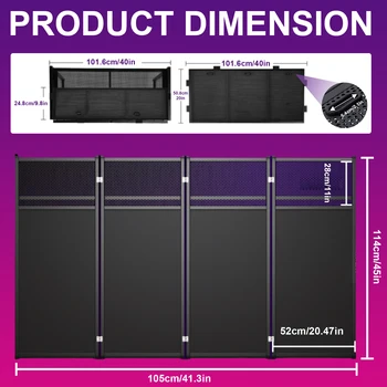 Portable DJ Booth 40x20x45 in, Foldable DJ Table Stand with Black/White Scrims, Heavy-Duty Metal Frame for Events and Clubs 4
