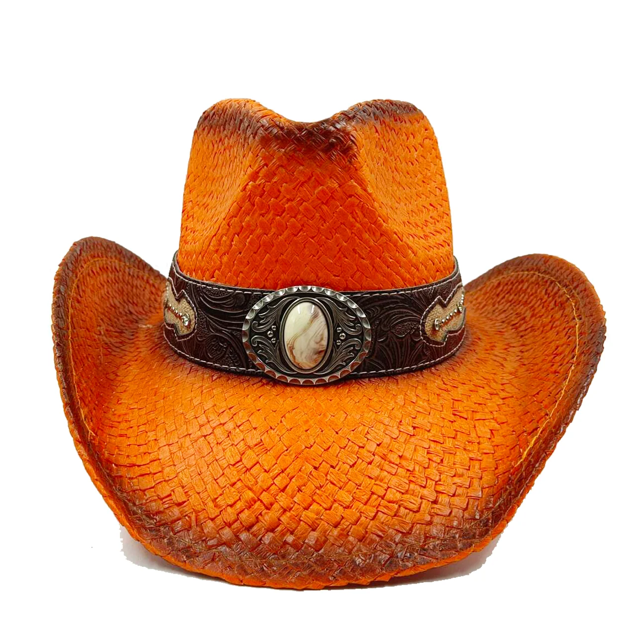 Unisex Western Hat Medium Burnt Orange Vintage Distressed Rancher Retro Band USA Stetson Red Rocks Cognac Cowboy Western Hat SWREDR-7242  main image 3