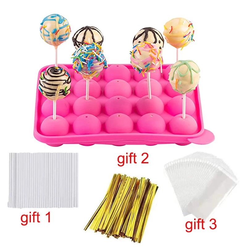Silicone Cake Pop Baking Pan, 20 Round Shapes Silicone Lollipop Mold Tray  Cake Silicone Mold for Cupcake Stick Party Holiday Baking 
