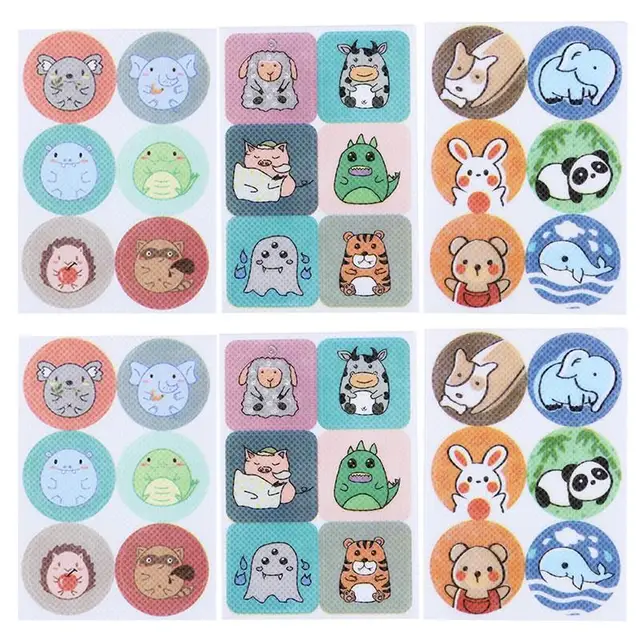 108Dos Rajzfilm-Állati Minta Szúnyogmatricák Gyerekek Szúnyogtaszító Javítások Anti-Szériaellenes Matricák Rovarriasztó Matrica