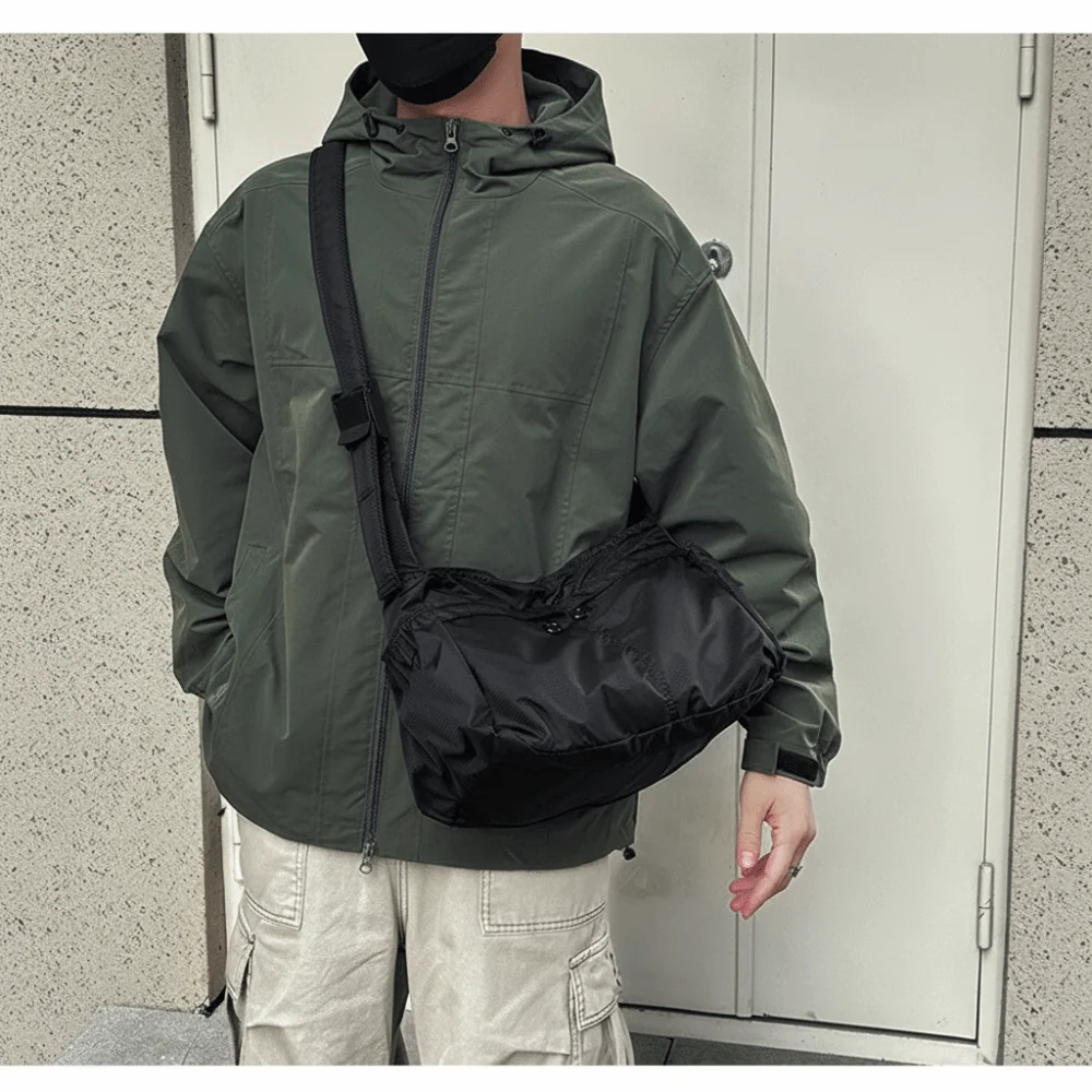 Vielseitige tragbare Umhängetasche, einfarbig, große Kapazität, Messenger-Tasche, glattes Oxford-Gewebe, wasserdichte Umhängetasche, Unisex – Detail 18