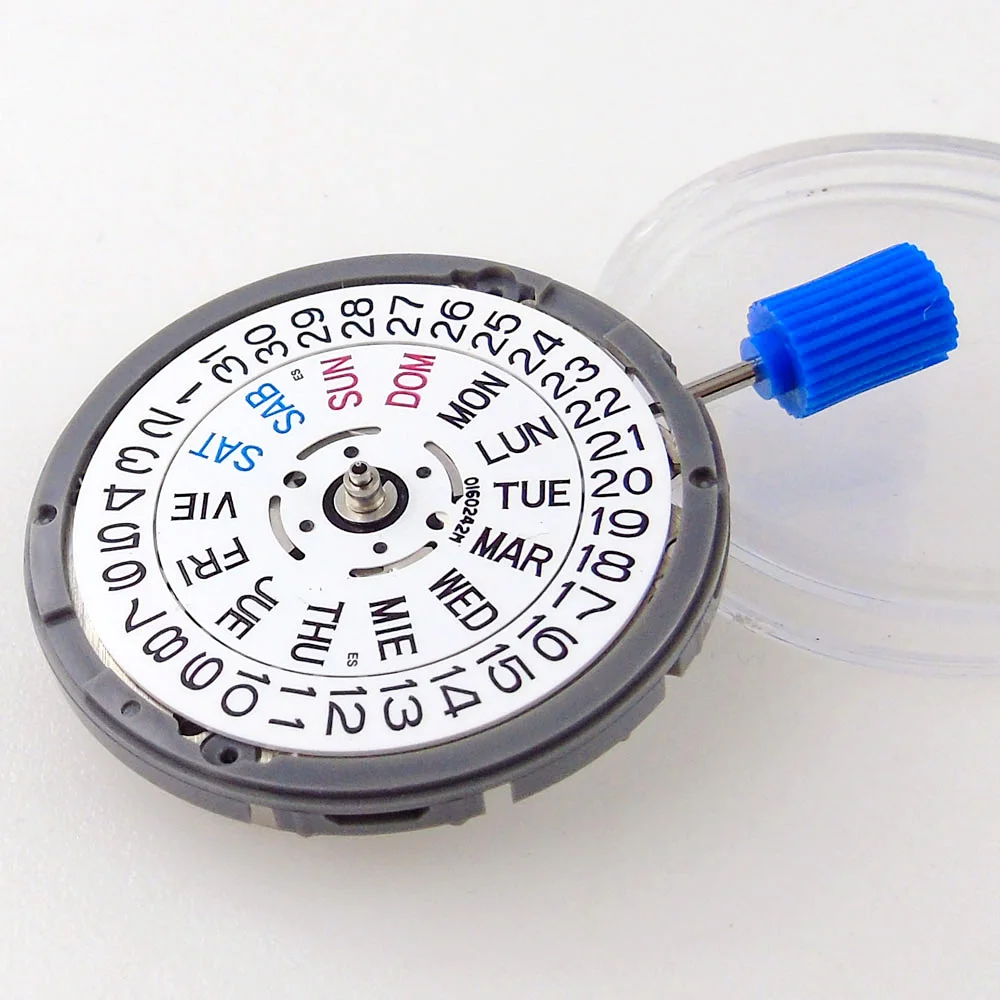 English SPANISH Accuracy 24 Jewels NH36 NH36A Auto Watch Movement Black/White Date Wheel High Quality Wristwatch Replacement