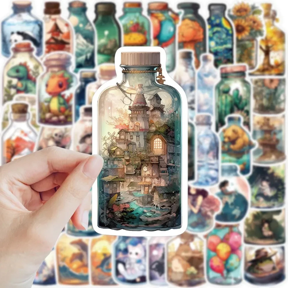 

10/30/50PCS Vintage INS Bottle World Aesthetic Decoration Stickers Decals Waterproof DIY Diary Laptop Car Kawaii Sticker for Kid
