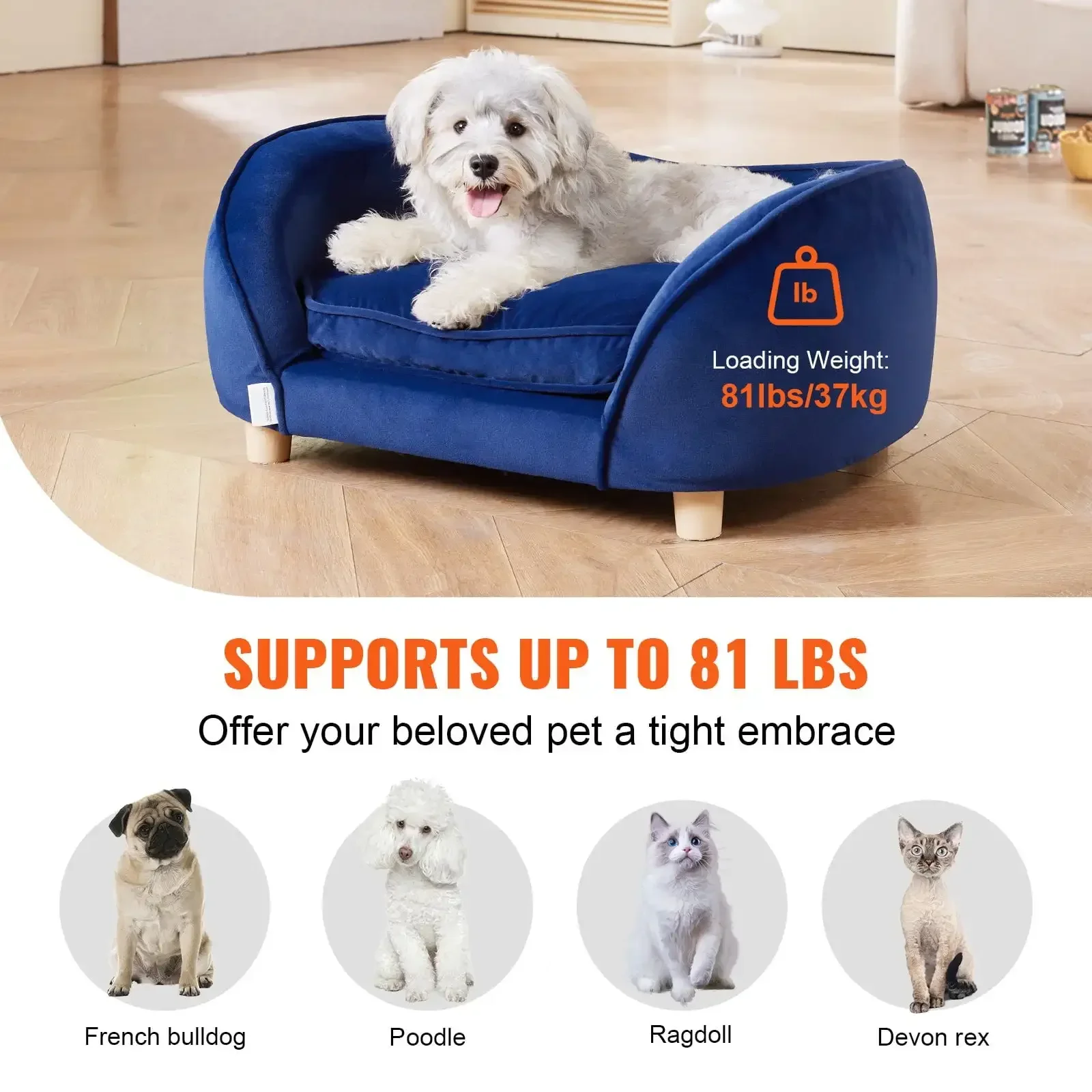 Pet Sofa, Dog Couch Bed for Medium-Sized Dogs and Cats, Supports up to 81 lbs 3