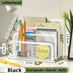 Compact Metal Mesh Desktop Mail and Document Organizer (White)