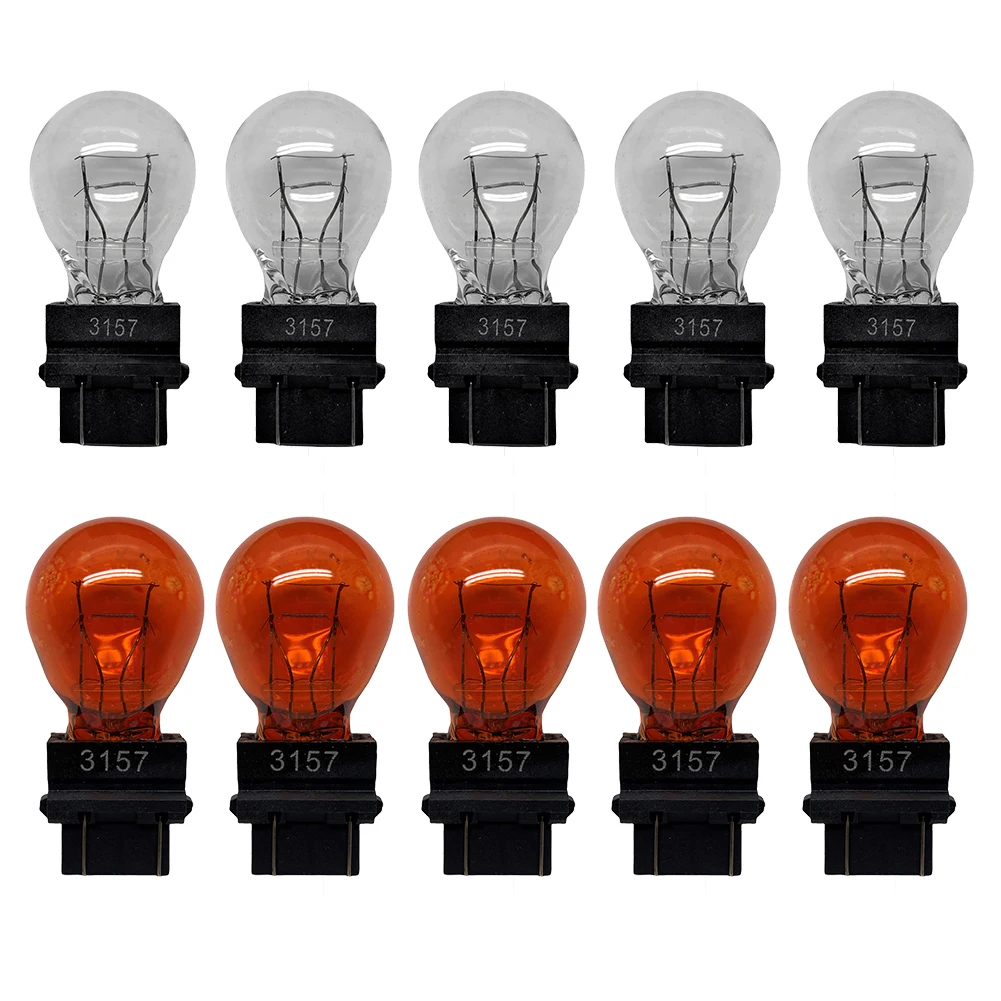 

10 Pack Auto Tail Signal Brake Light Bulbs 3157 Clear And Amber-3000K 3057 3155 3357 3547 4157 3156 3157LL 4157LL 3057L 3757