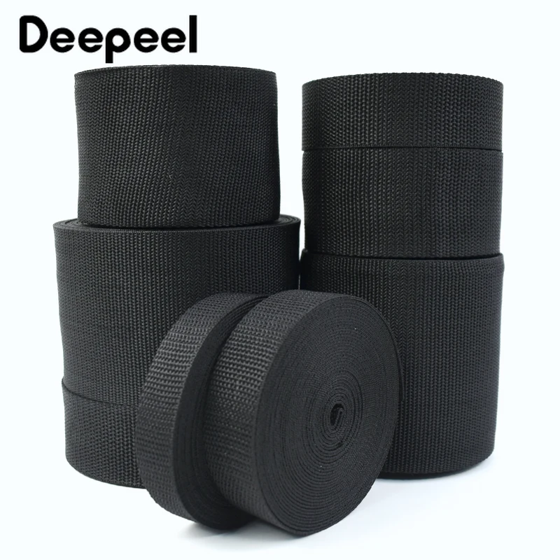 10 미터 Deepeel 20-100mm 검정색 나일론 웨빙 1.3mm 두꺼운 리본 수하물 스트랩 안전 벨트 의류 배낭 재봉 액세서리