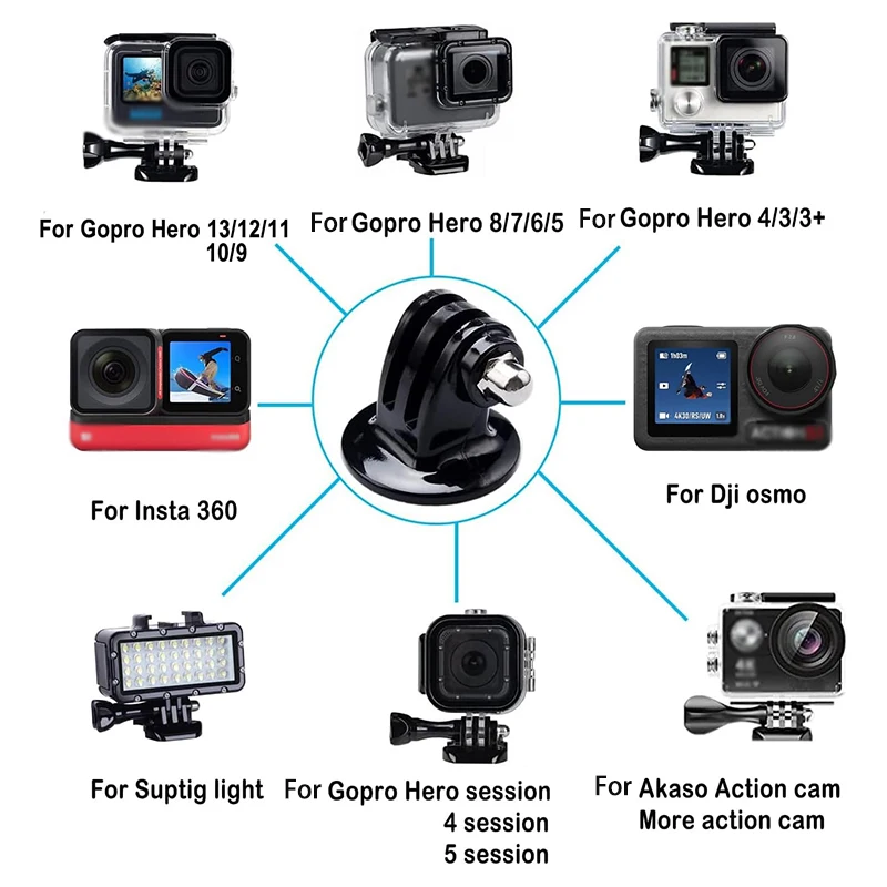 Adattatori per montaggio action camera con vite lunga – Accessori di supporto per GoPro Hero 11/10/9/8/7/5 e treppiede DJI - immagine 5