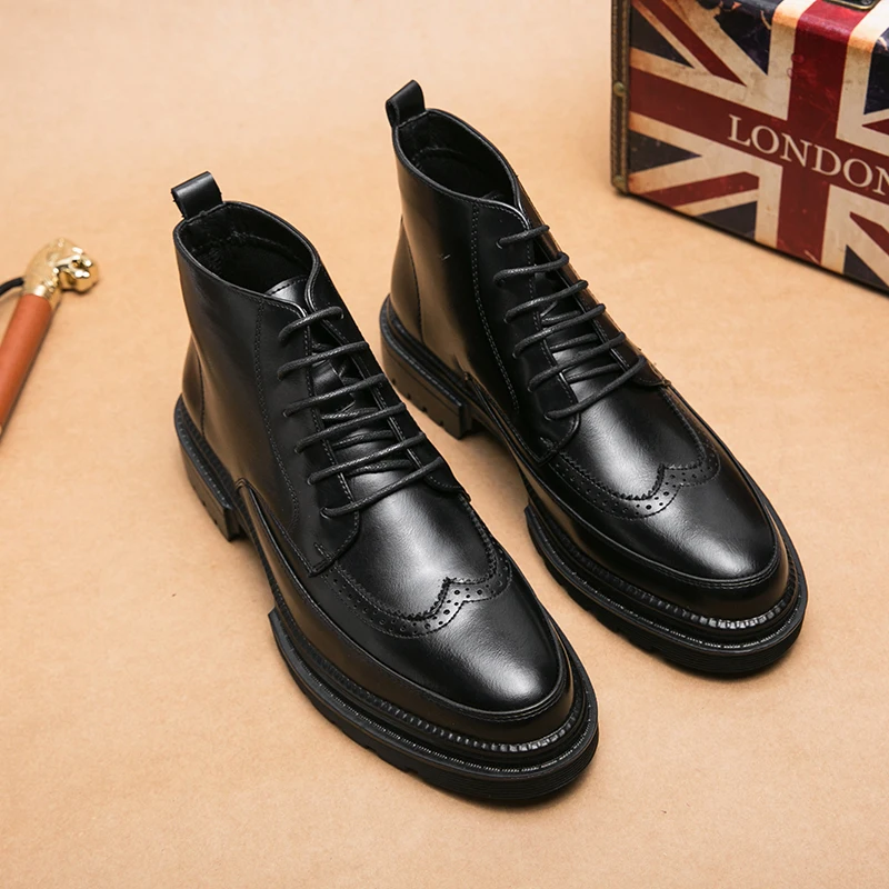 BritishStylePlatformWorkShoesBrogueMenBootsSize3844.jpg