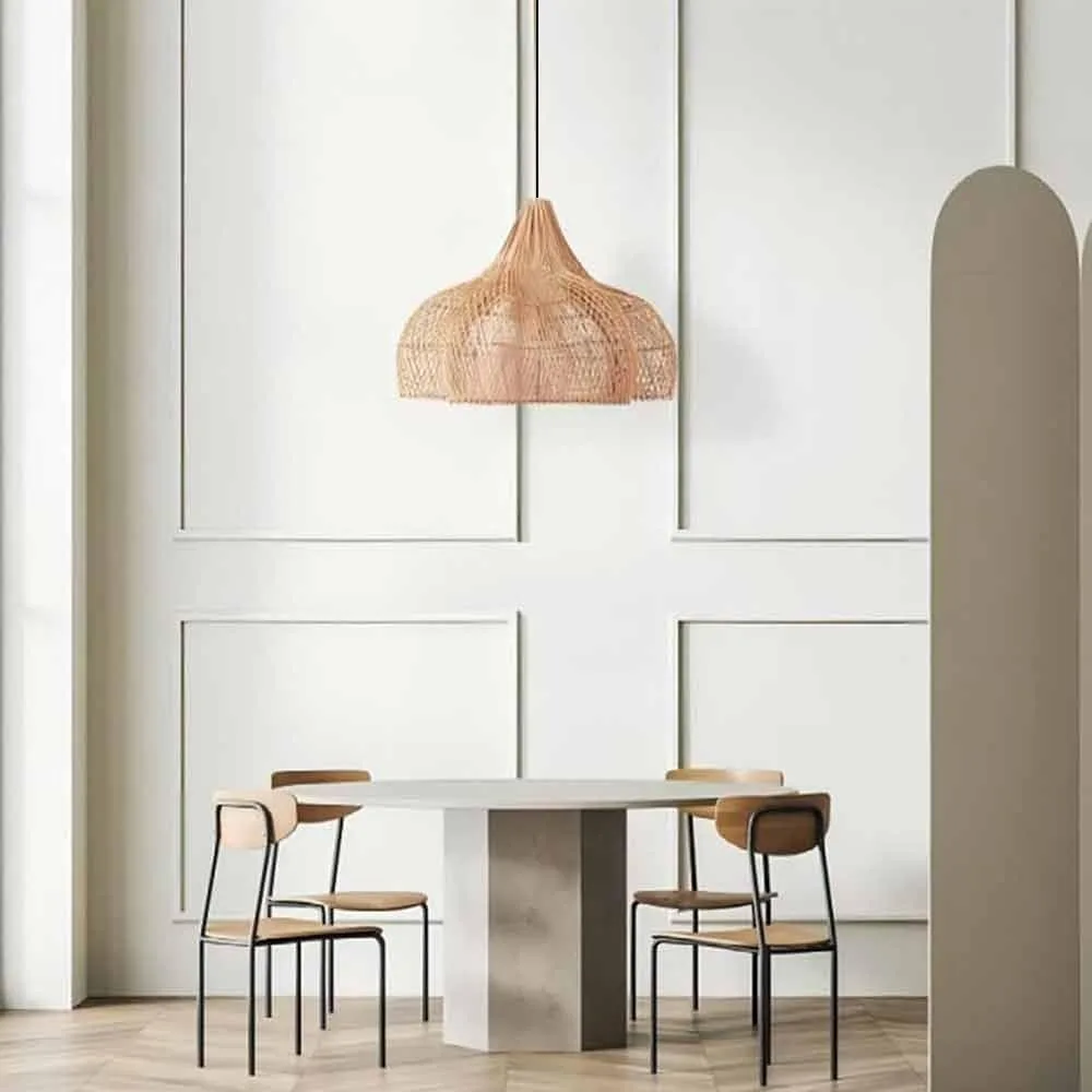 JOYINLED Minimalist Elegant Rattan Chandeliers Handmade Design Wicker Rattan Ceiling Lamp E27 for Bedroom Restaurant Cafe 60cm