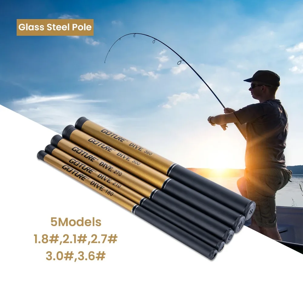 Goture Dive Super Light FRP Hand Fishing Pole Telescopic Fishing Rod 1.8M/2.1M/2.7M/3.0M/3.6M Stream Rod Travel Fishing Rods