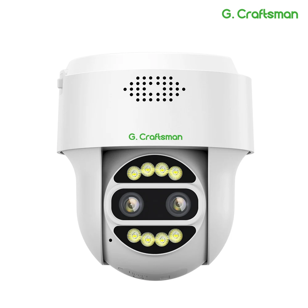 G.Craftsman Wireless 4G Mini PTZ Dome Camera 3.6mm+8mm Dual Lens Alarm Dual Light Motion Detection Mobile Phone APP Camhi pro