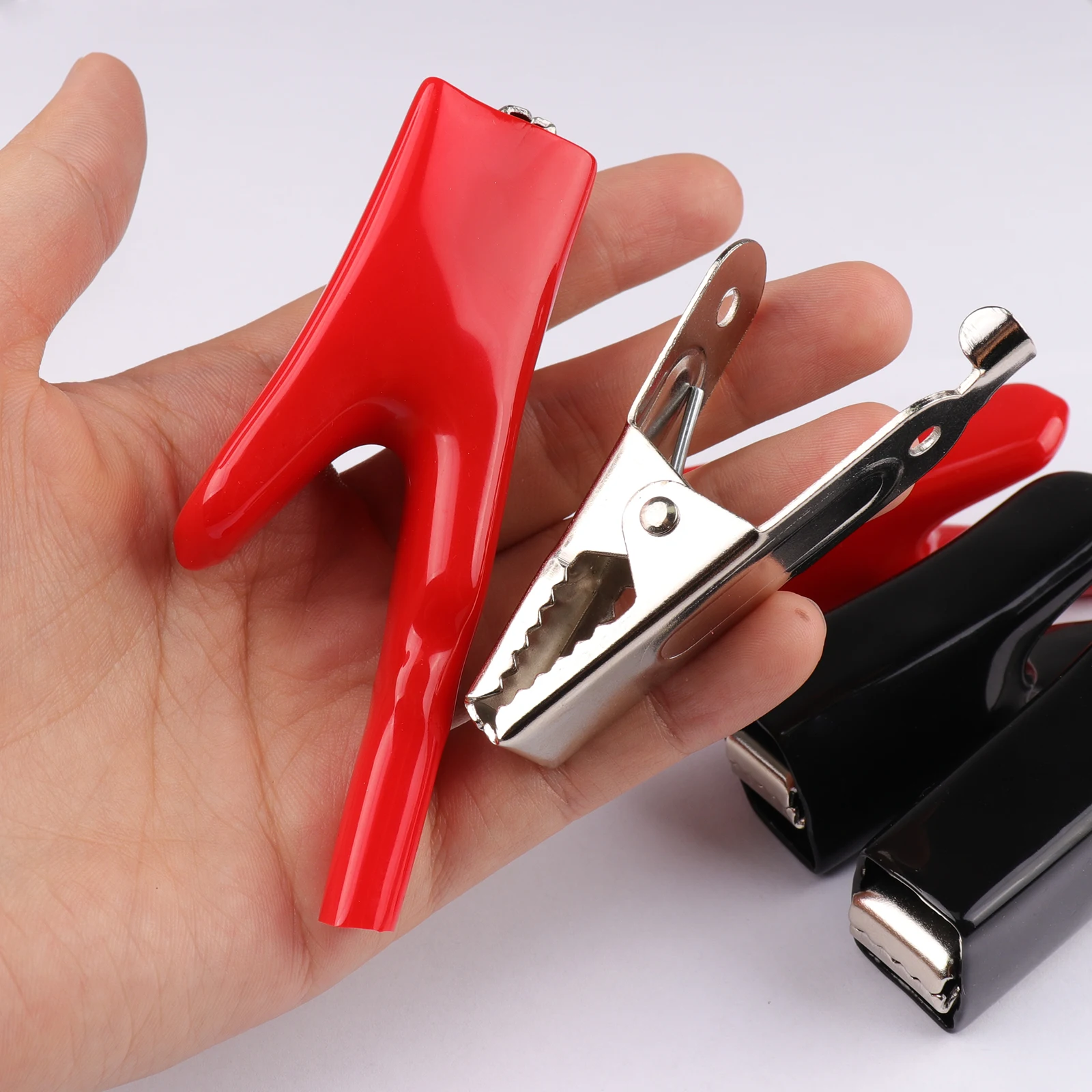 sheathed jacare clipes para diy leads teste eletrico 10pcs 50a 05