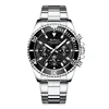 BIDEN Mens Chronograph Stainless Steel Strap Waterproof Date Quartz Watch, Business Casual Wrist Watches 2