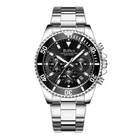 BIDEN Mens Chronograph Stainless Steel Strap Waterproof Date Quartz Watch, Business Casual Wrist Watches 2