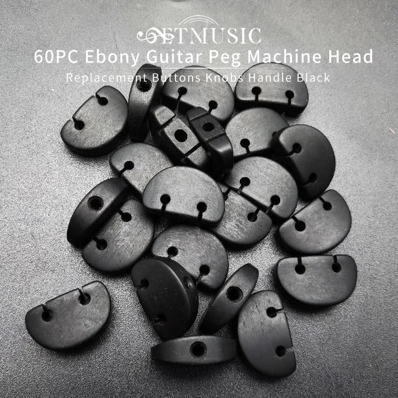 

60Pcs Ebony Guitar Tuning Pegs Tuners Machine Heads Replacement Buttons Knobs Handle Black