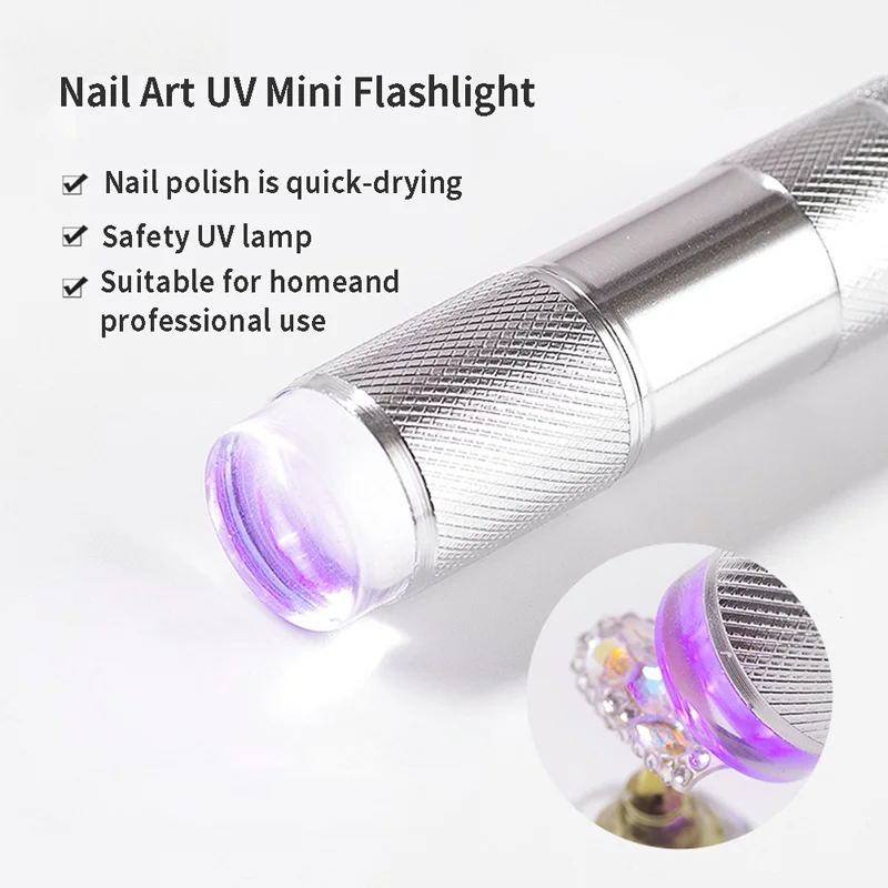Nail Lamp Mini UV Portable Silicone LED Lamp Nail Flashlight Nail Stamper Quick Dry Lamp Silicone Handheld LED Manicure Lamp