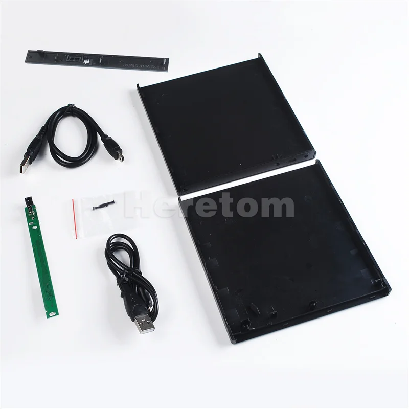 하드 플라스틱 슬림 ABS USB 2.0 12.7mm IDE/PATA-SATA DVD-ROM CD/DVD 광학 드라이브용 외부 인클로저 케이스