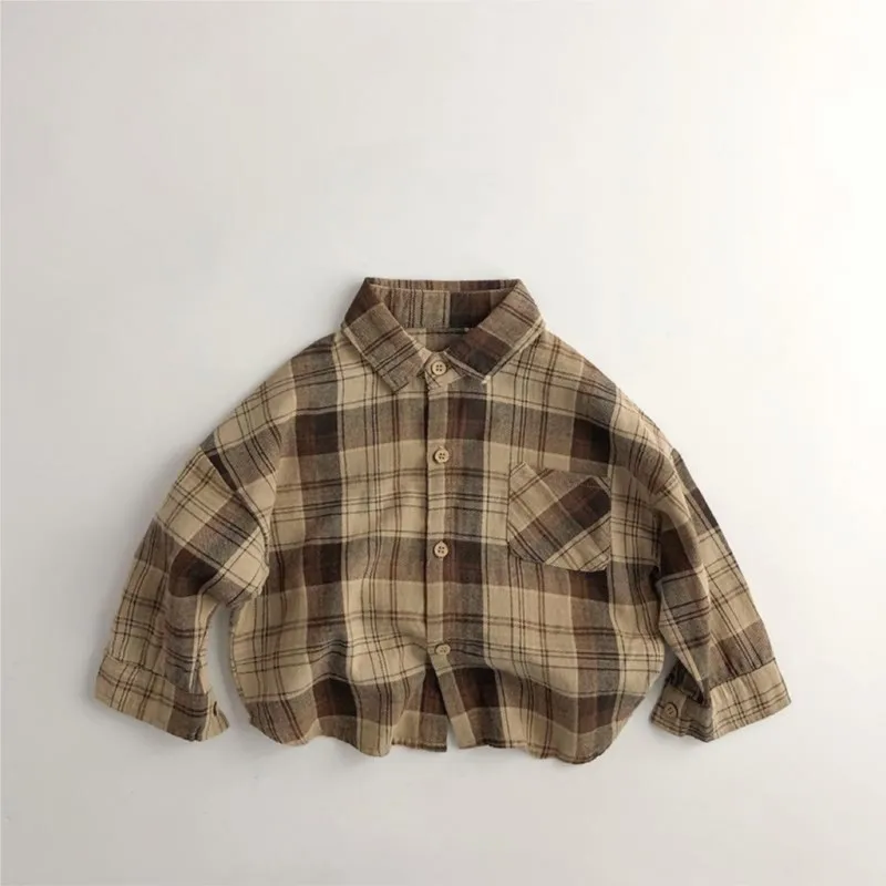 Kids Shirts Cotton Plaid Shirt Infant Toddler 1-7Y Spring Autumn Summer